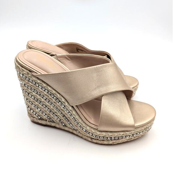 Charles by Charles David Cate Metallic Espadrille Wedge Sandal Size US9.5M EU40 - Picture 3 of 11